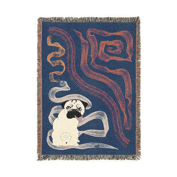 Lenore Pug Butt Abstract Woven Blanket