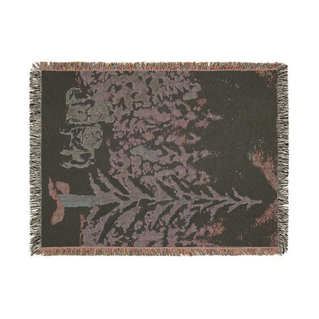 Black Pug Forest Woven Blankets