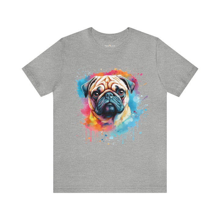 Pug Rainbow Splash Cotton Tee Shirt in Multiple Colors