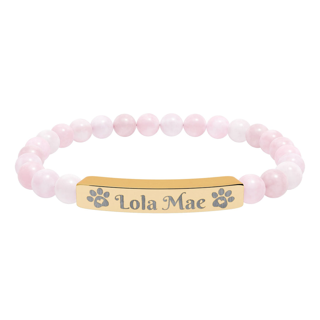 Personalized Natural Stone Bar Bracelet for Pet Lovers