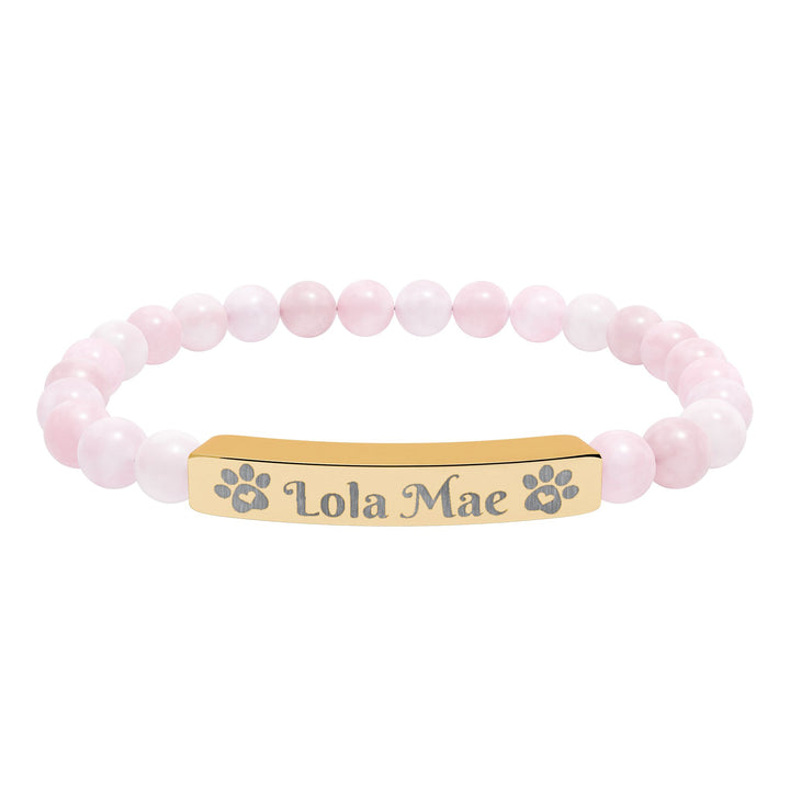 Personalized Natural Stone Bar Bracelet for Pet Lovers