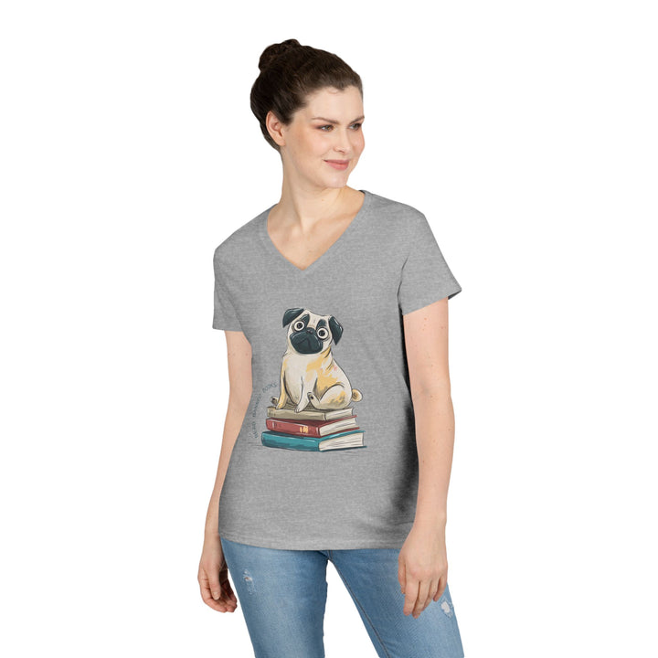 Pug Lover's "Read Banned Books" Women's V-Neck T-Shirt