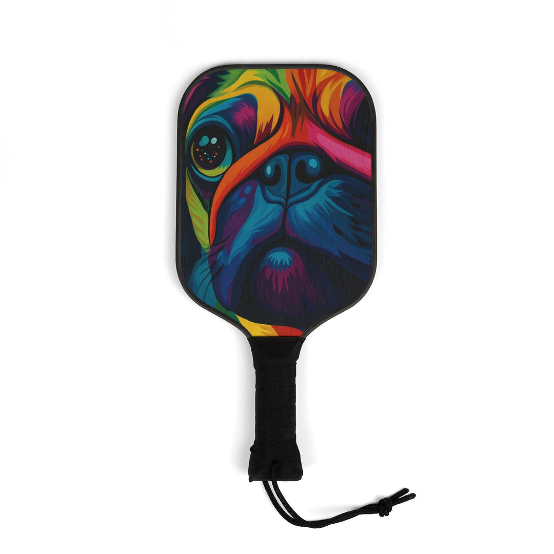 Rainbow Pug Close-Up Pickleball Paddle Set