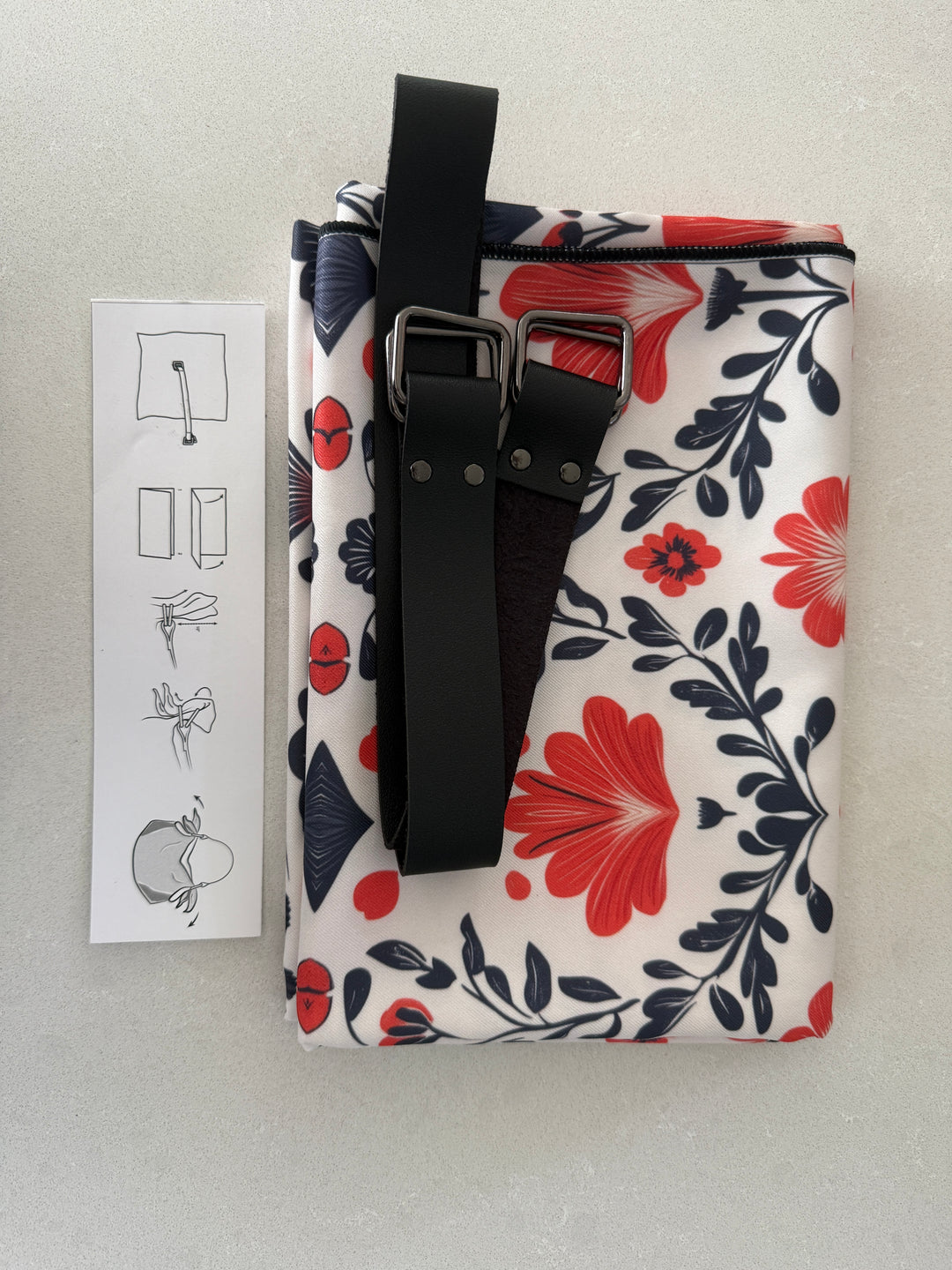 Spring Flowers Black Pug Origami Convertible Tote