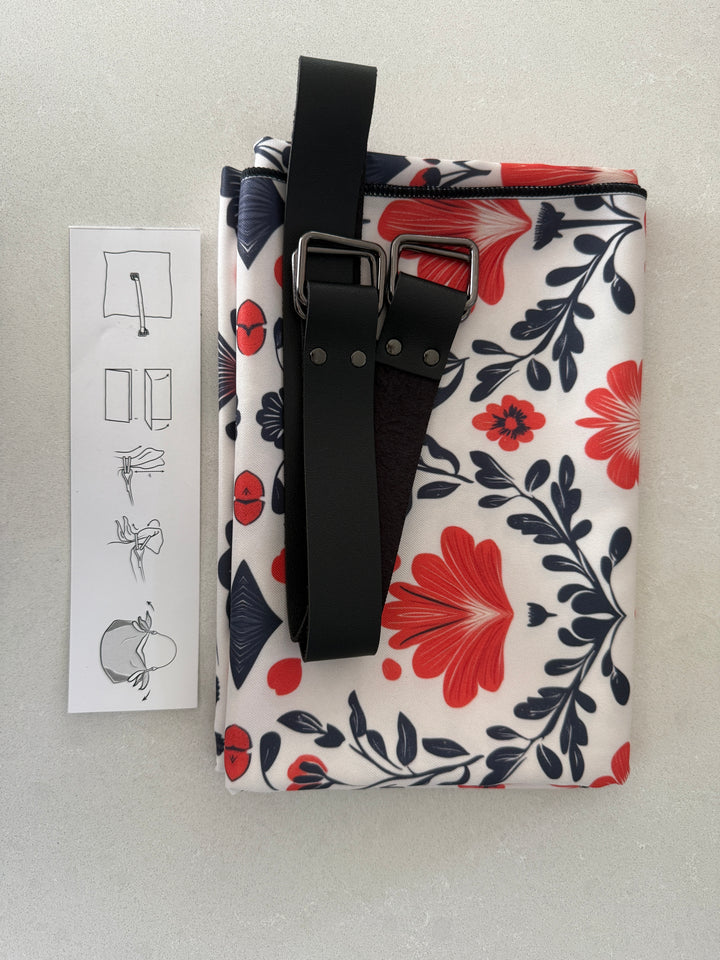 Spring Flowers Black Pug Origami Convertible Tote