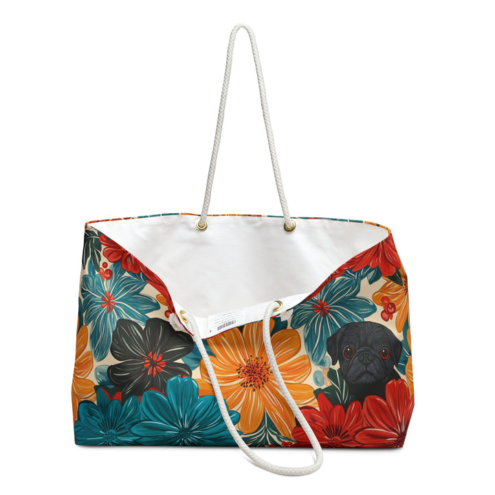 Colorful Aloha Pug Weekender Bag