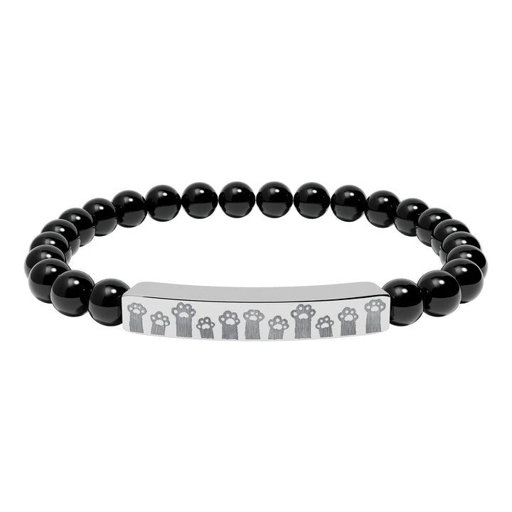 Paw Prints Natural Stone Engraved Bar Bracelet