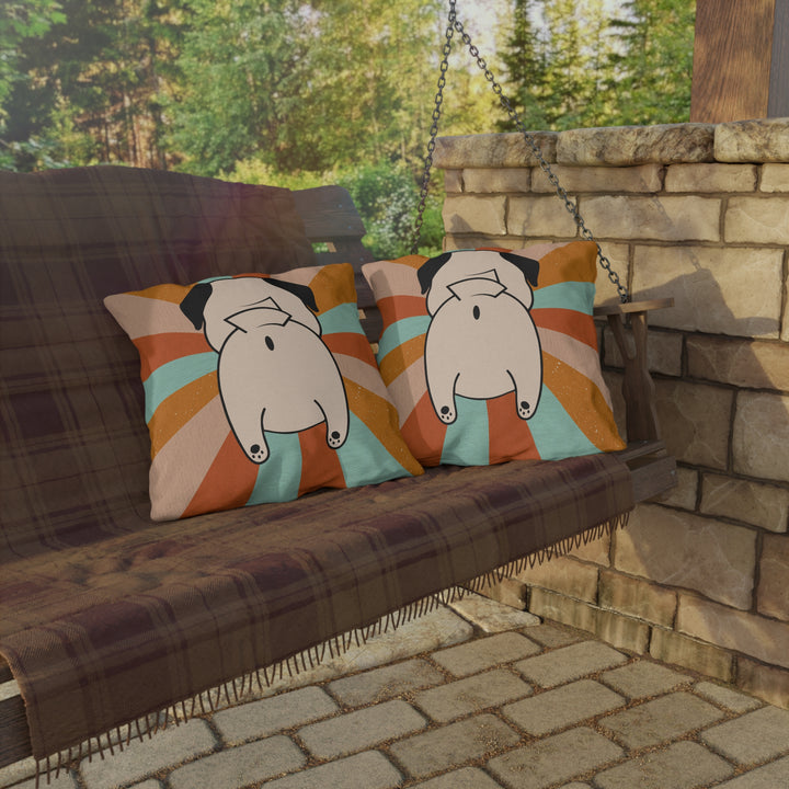 Pug Butt Burst Outdoor Pillow