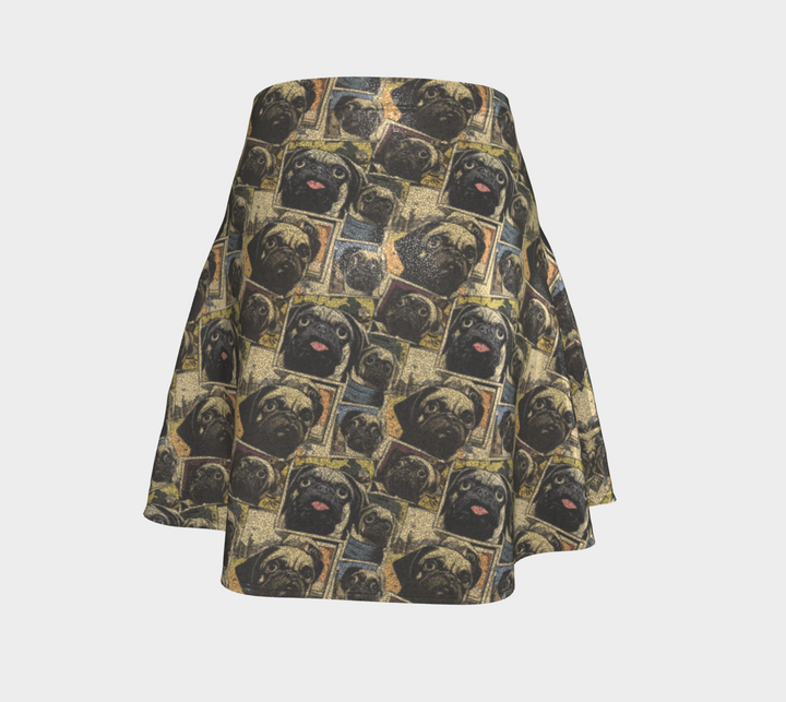 Pug Comics Flare Skirt in Glitter or Signature Performance Knit