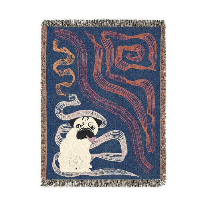 Lenore Pug Butt Abstract Woven Blanket