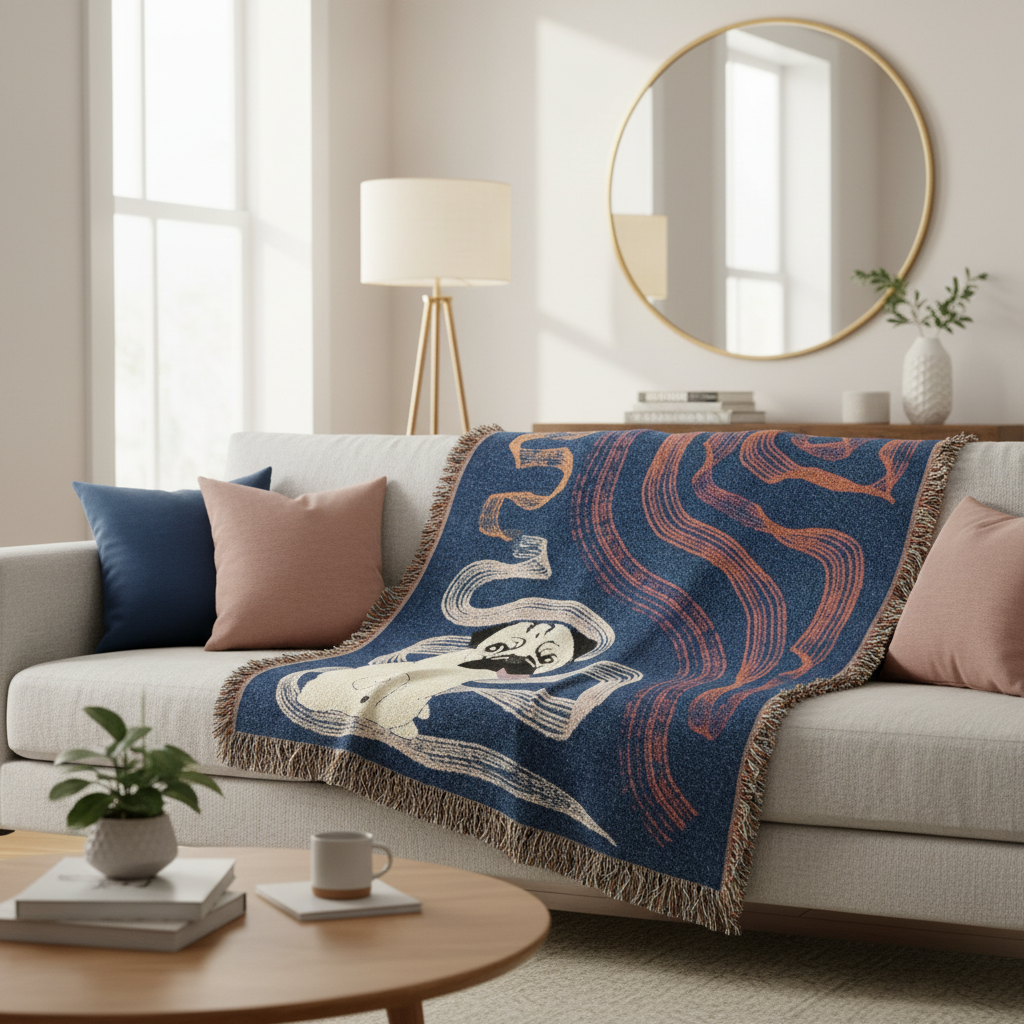 Lenore Pug Butt Abstract Woven Blanket