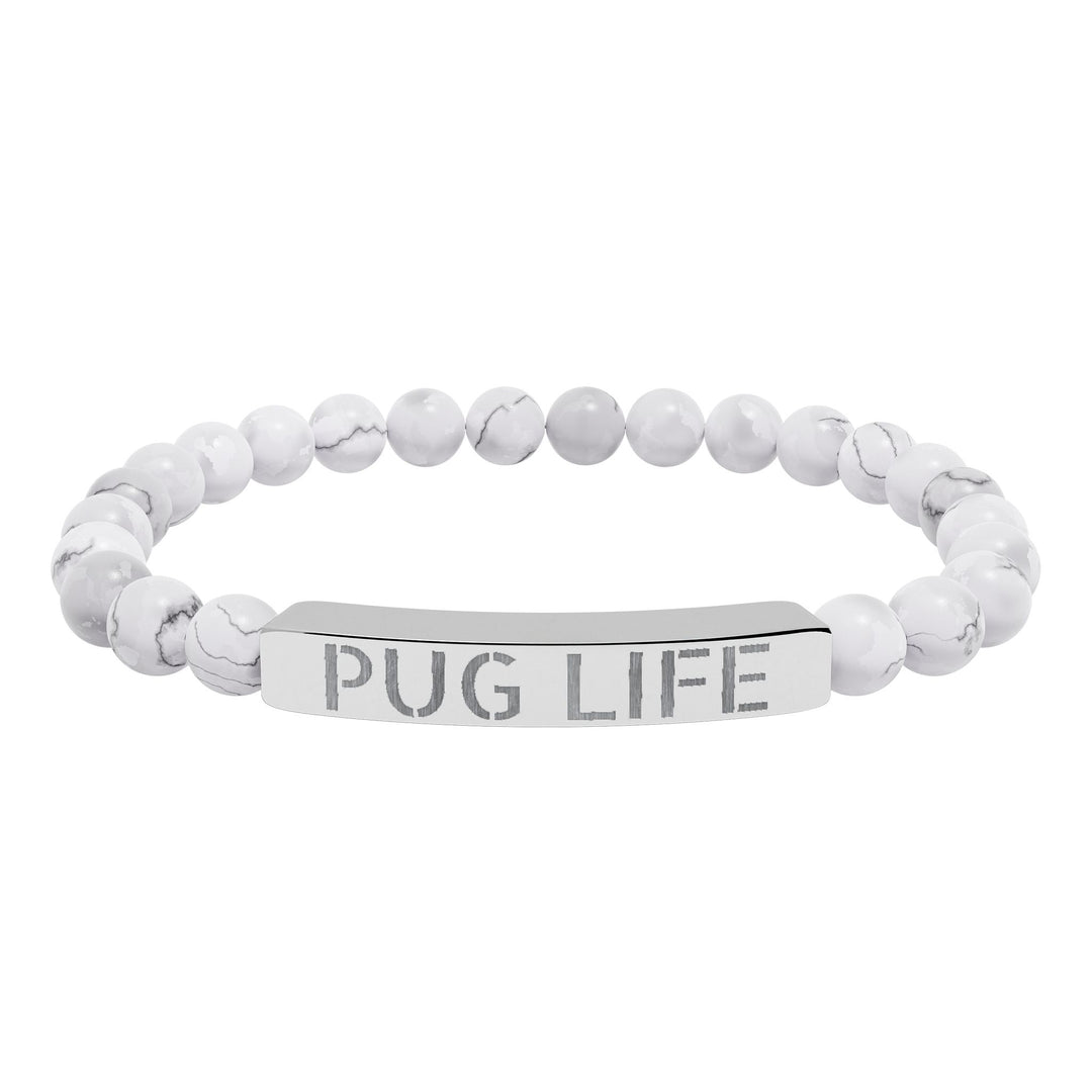 Pug Life Natural Stone Engraved Bracelet