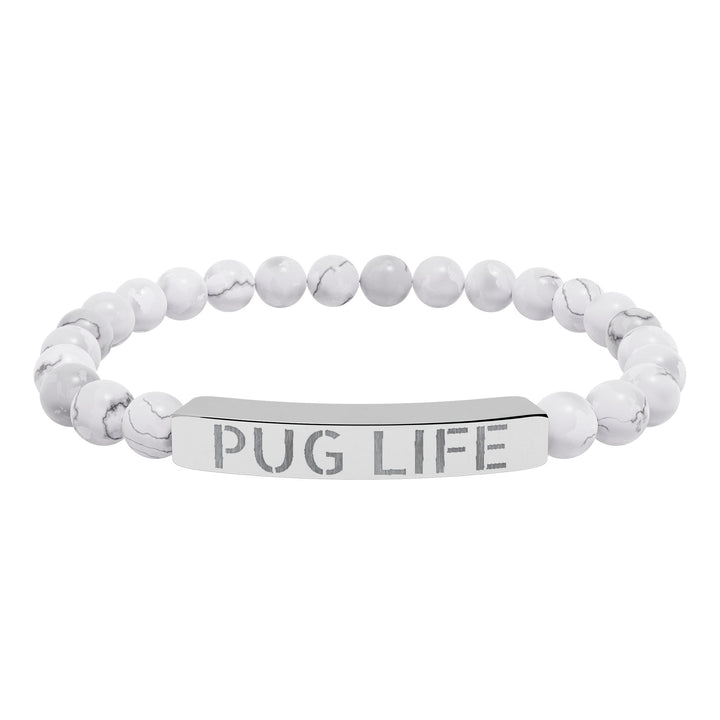 Pug Life Natural Stone Engraved Bracelet