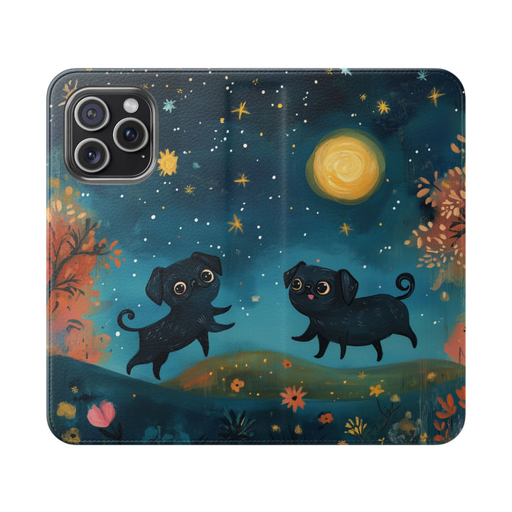 Pugs by Moonlight Flip Phone Cases