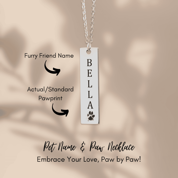 My Favorite Pet: Name & Paw Print Necklace