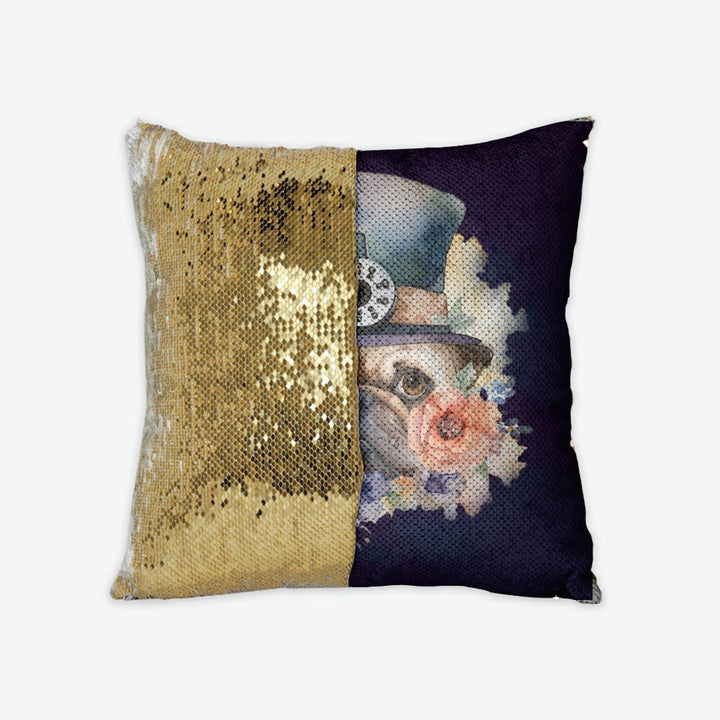 Steampunk Pug Sequin Reversible Pillow Case