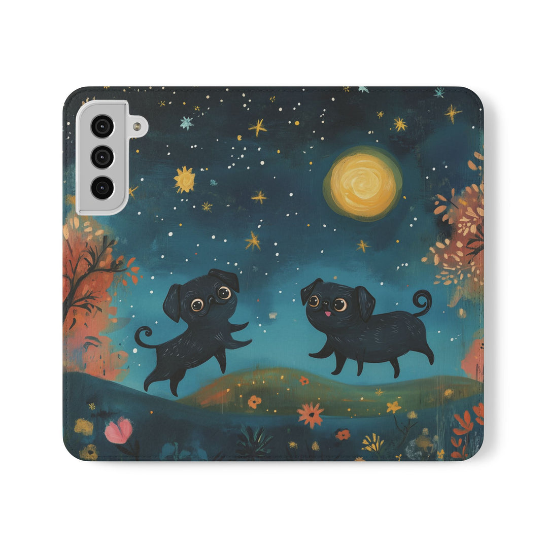 Pugs by Moonlight Flip Phone Cases