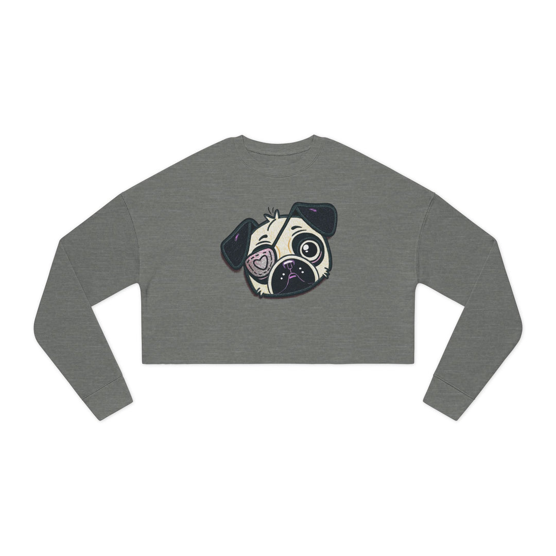 One Eyed Pug Love Patch Cropped Pullover Sweatshirt
