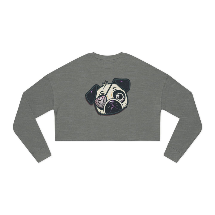 One Eyed Pug Love Patch Cropped Pullover Sweatshirt
