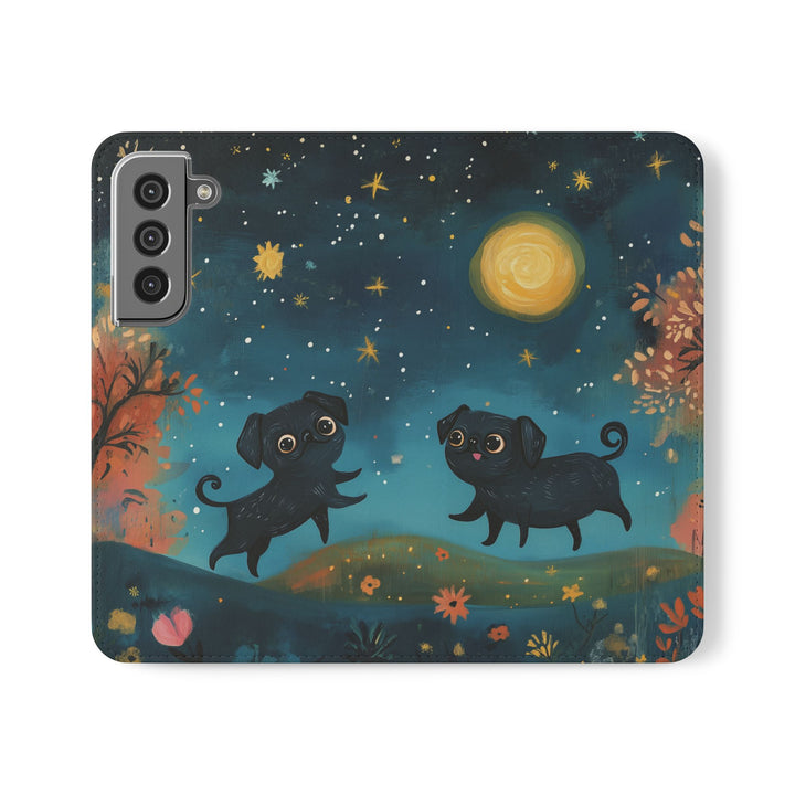 Pugs by Moonlight Flip Phone Cases