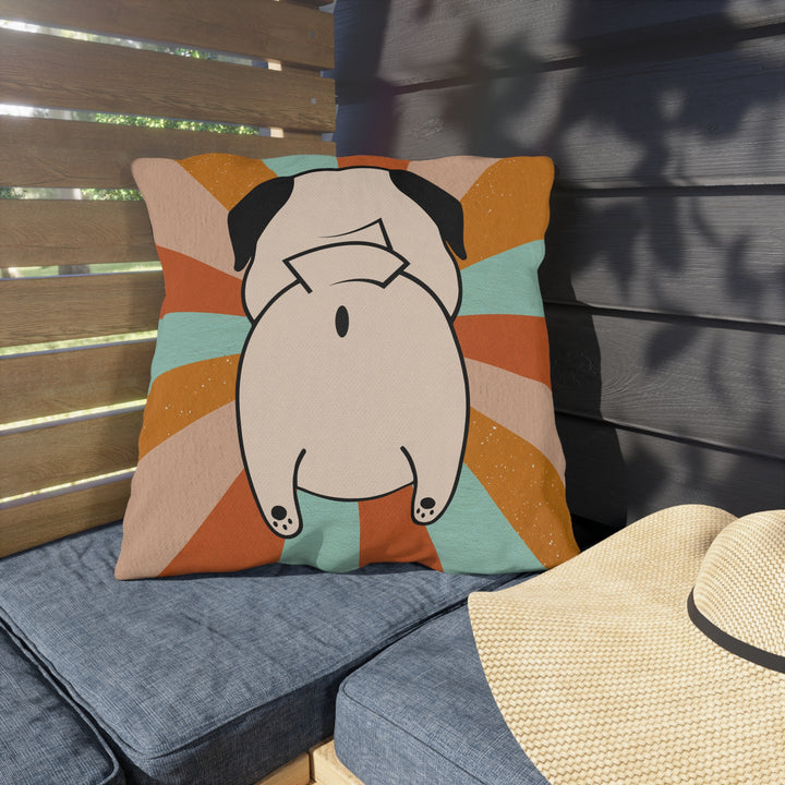 Pug Butt Burst Outdoor Pillow