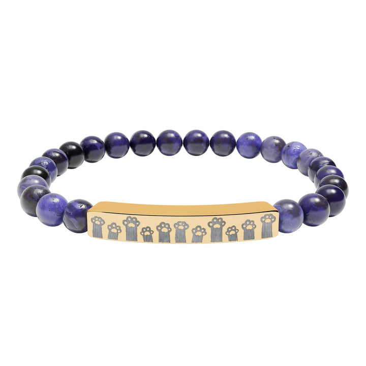 Paw Prints Natural Stone Engraved Bar Bracelet