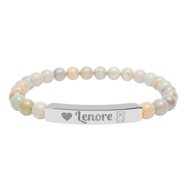 Personalized Natural Stone Bar Pug Bracelet