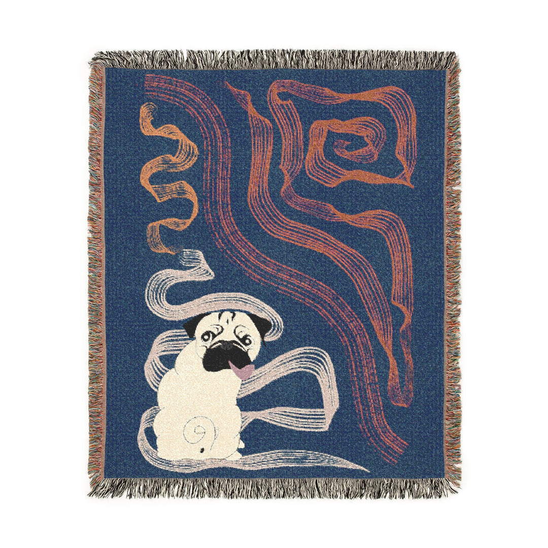 Lenore Pug Butt Abstract Woven Blanket