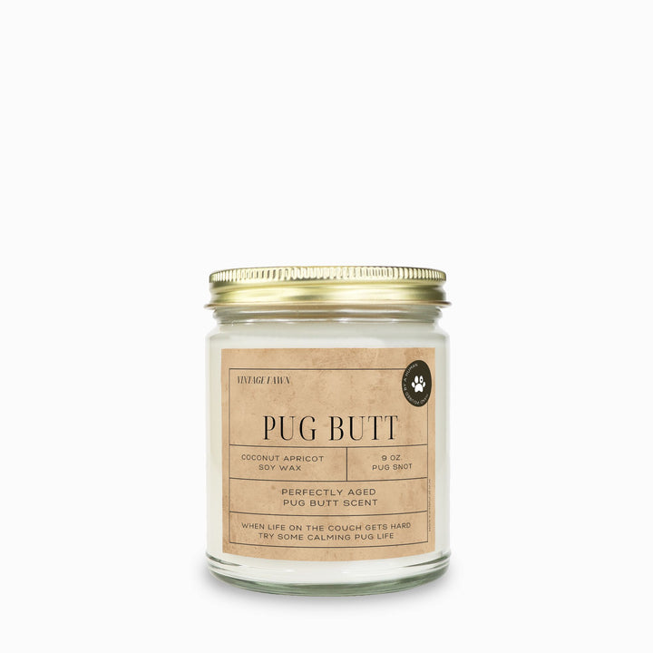 Fawn Pug Vintage from the Pug Butt Scented Candle Collection