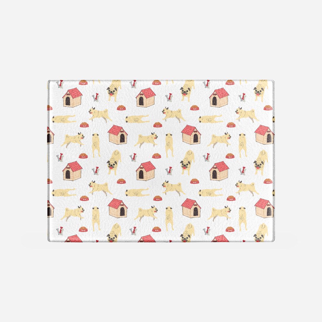 Pug Haus Dishwasher Safe Glass Serving Tray or Cutting Board