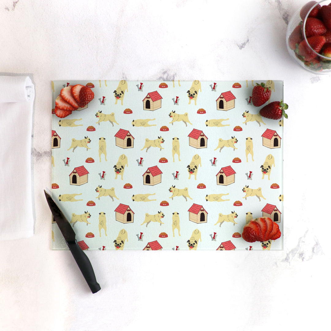 Pug Haus Dishwasher Safe Glass Serving Tray or Cutting Board