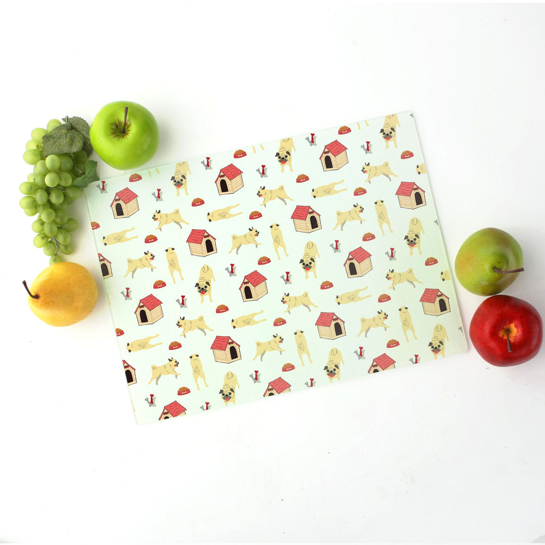 Pug Haus Dishwasher Safe Glass Serving Tray or Cutting Board
