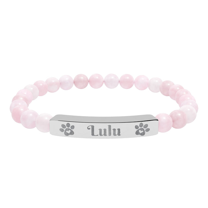 Personalized Natural Stone Bar Bracelet for Pet Lovers