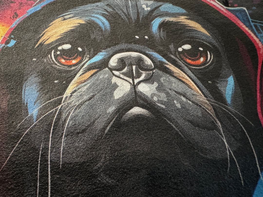 Graffiti Pug Life Cotton Black Tee Shirt