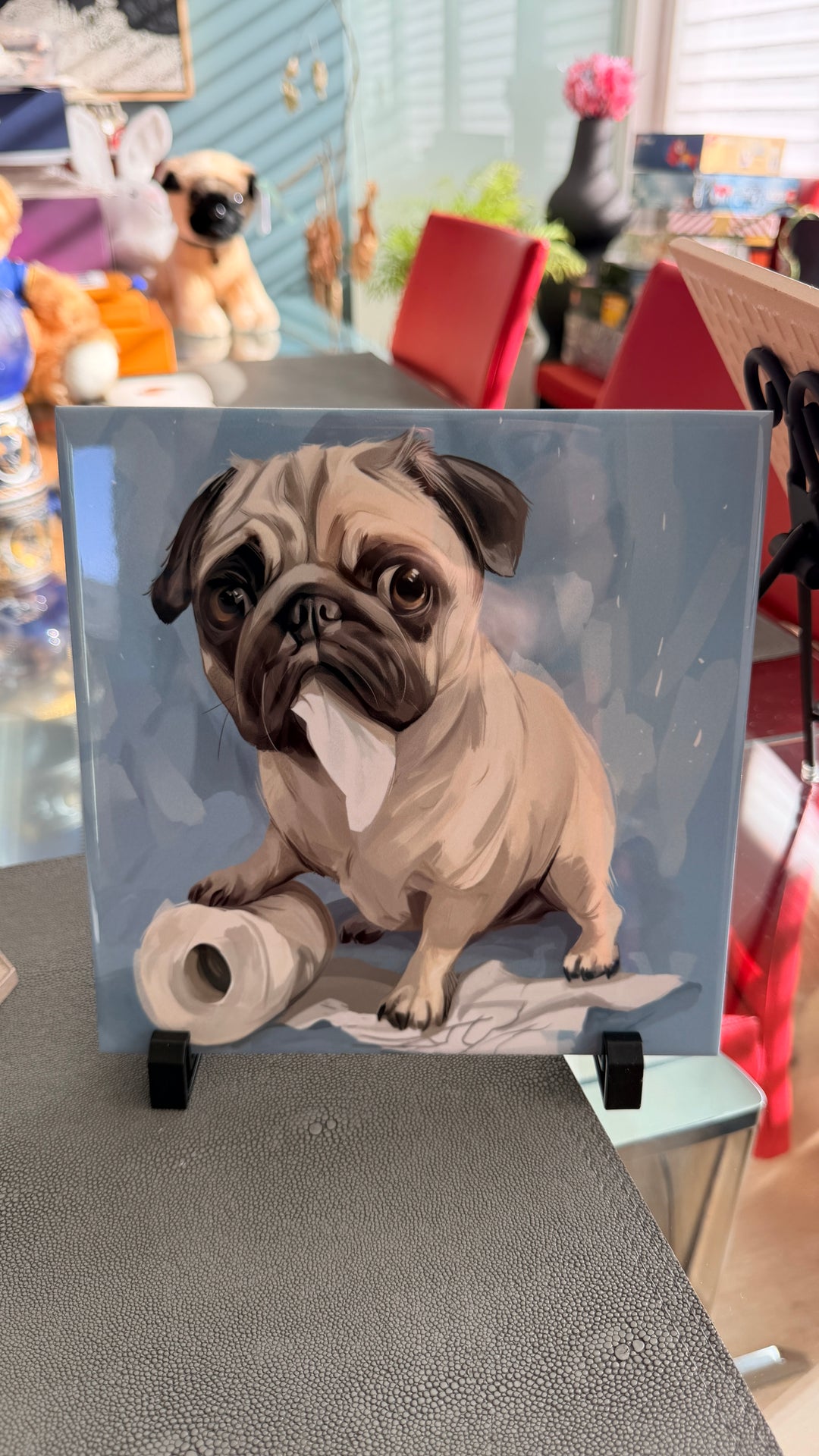 My Pug Ate the Toilet Paper Ceramic Tile with Stand