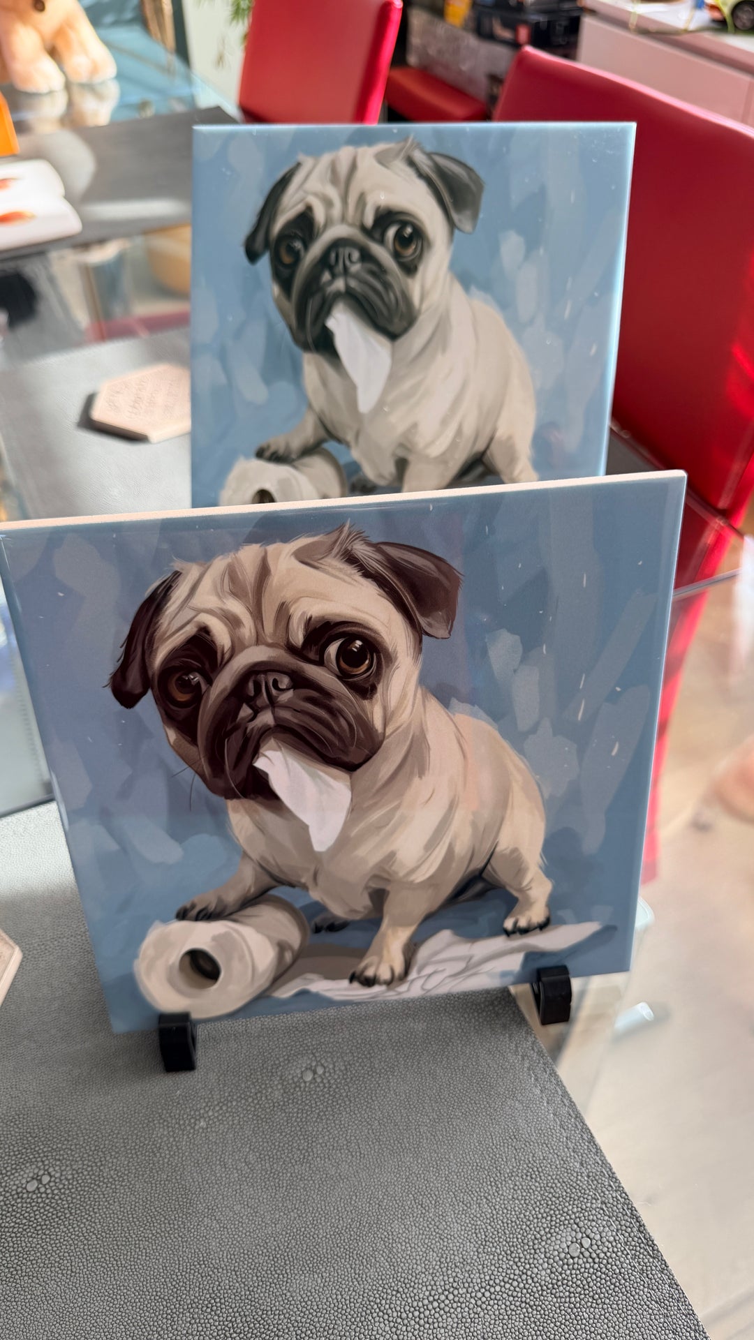 My Pug Ate the Toilet Paper Ceramic Tile with Stand