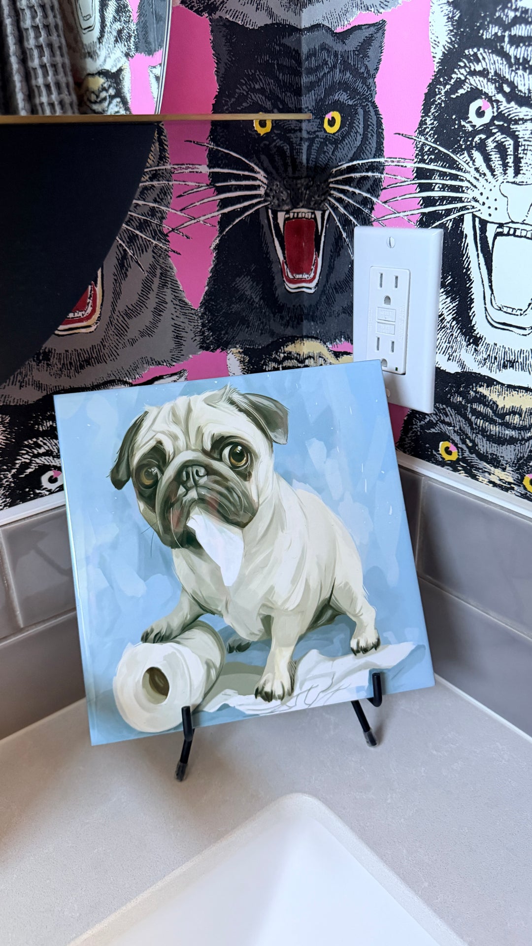 My Pug Ate the Toilet Paper Ceramic Tile with Stand
