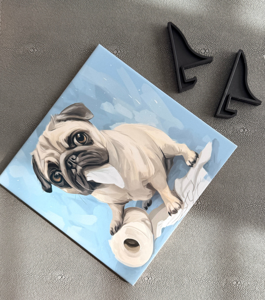 My Pug Ate the Toilet Paper Ceramic Tile with Stand
