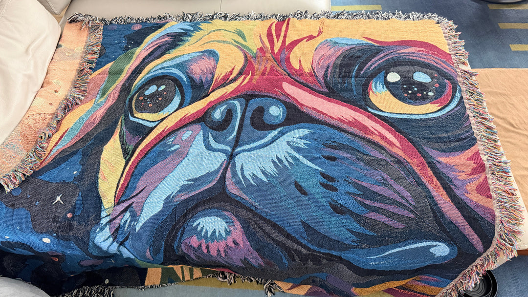 Pug Lovers Woven Throw Blanket