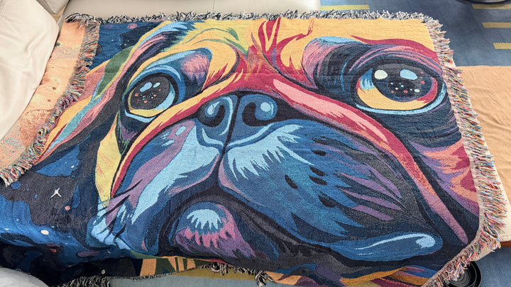 Pug Lovers Woven Throw Blanket