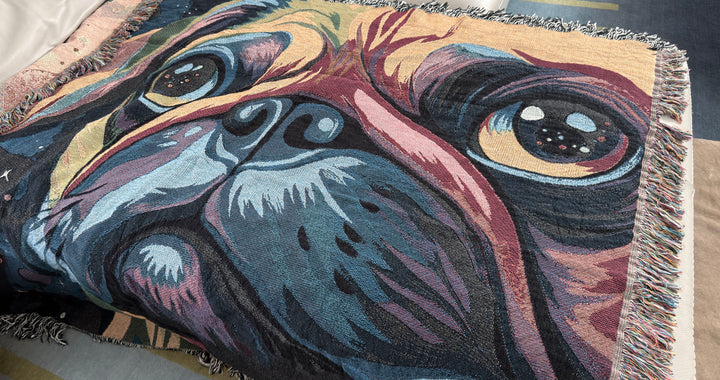 Pug Lovers Woven Throw Blanket