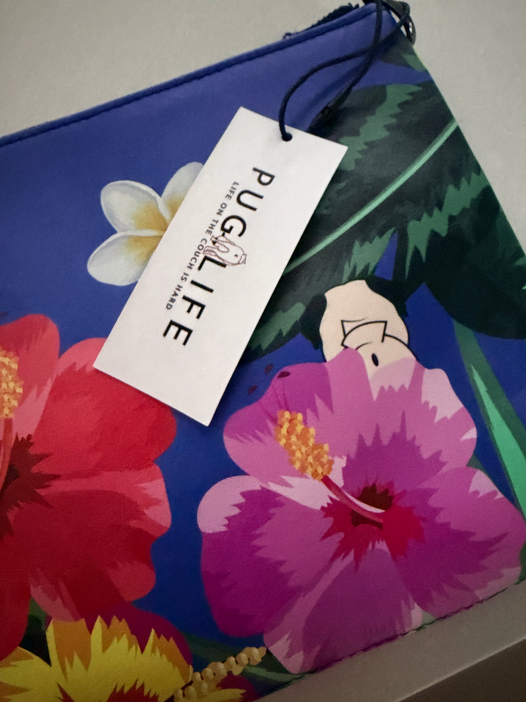 Large Tropical Pug Butt Faux Leather Crossbody Bag