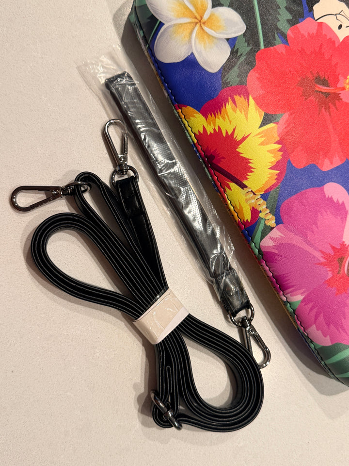 Large Tropical Pug Butt Faux Leather Crossbody Bag