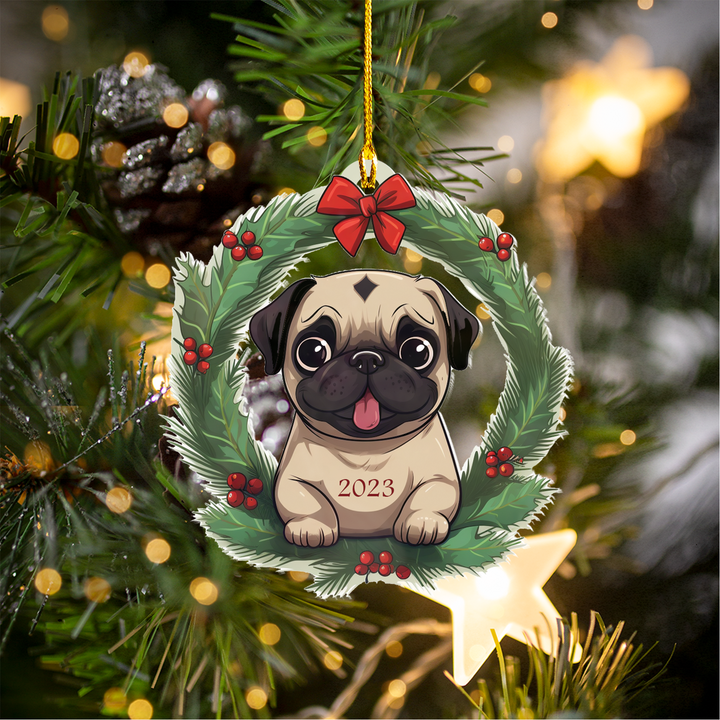 2023 Pug Life Wreath Ornament First Edition