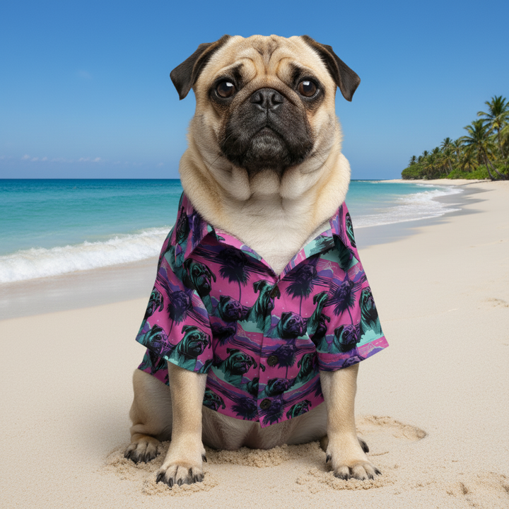 Synth Pug Vice Pet Aloha Shirt