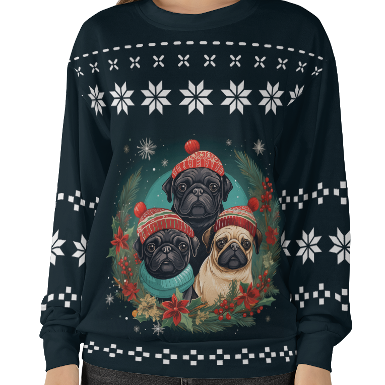 Kids pug christmas on sale jumper