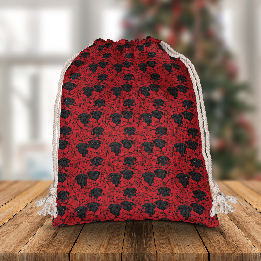 Black Pug Xmas Gift Sack