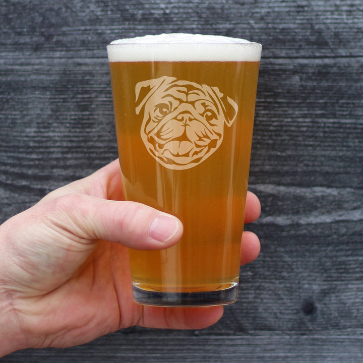 Happy Pug Pint Glass for Beer