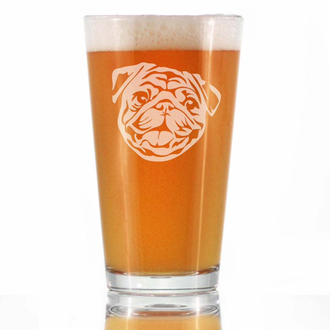 Happy Pug Pint Glass for Beer