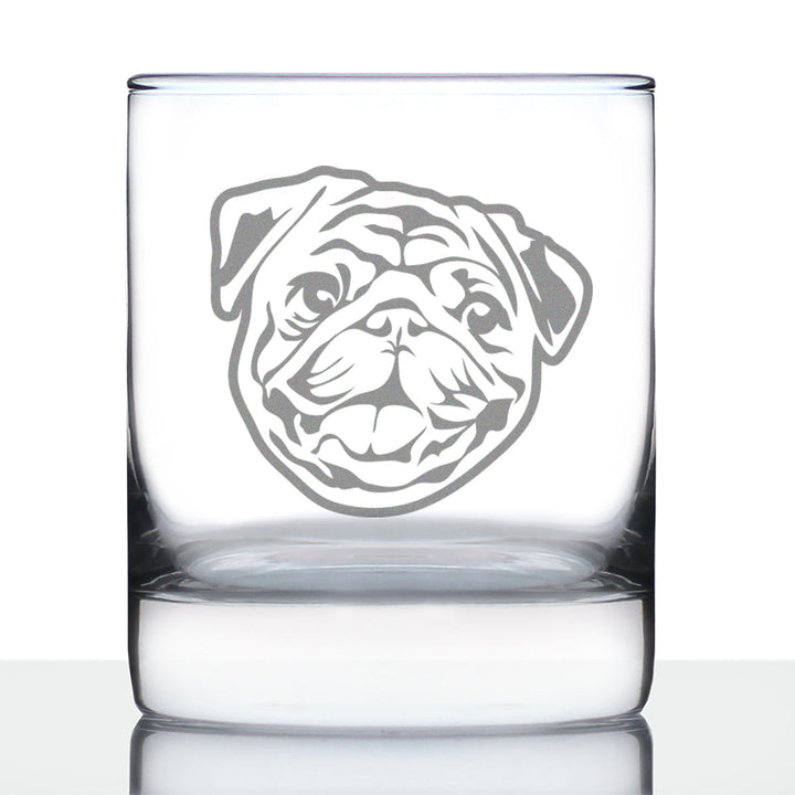 Happy Pug Whiskey Rocks Glass